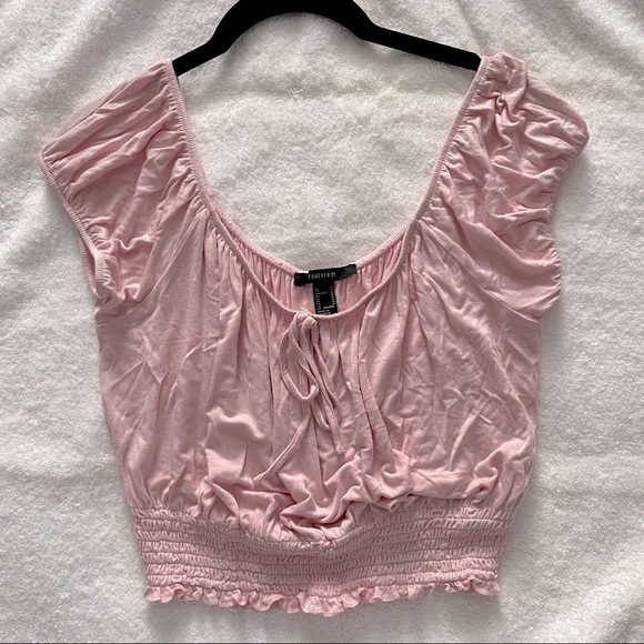 Forever 21 Tops - FOREVER21 Pink Tie Front Top